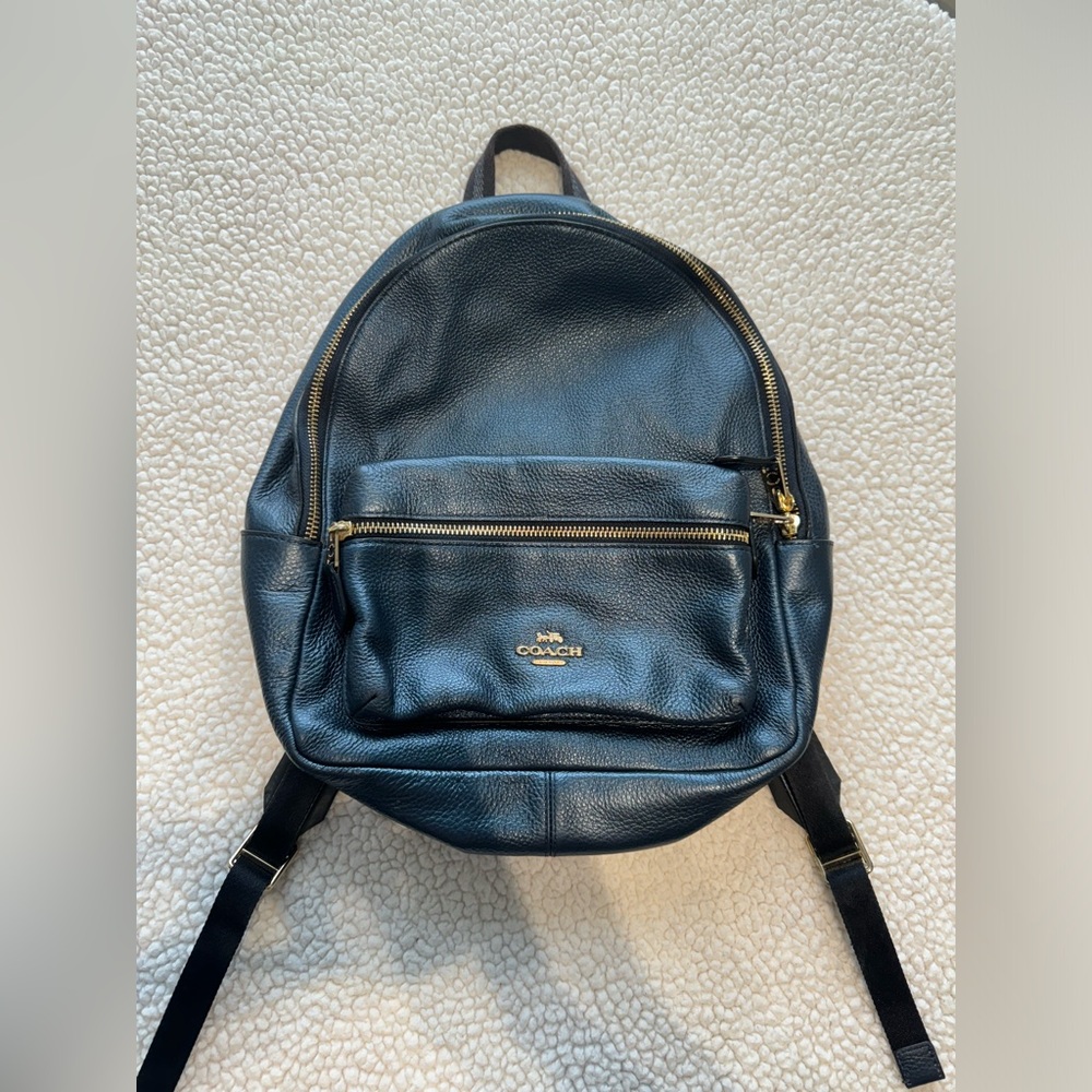 Coach blue metallic backpack